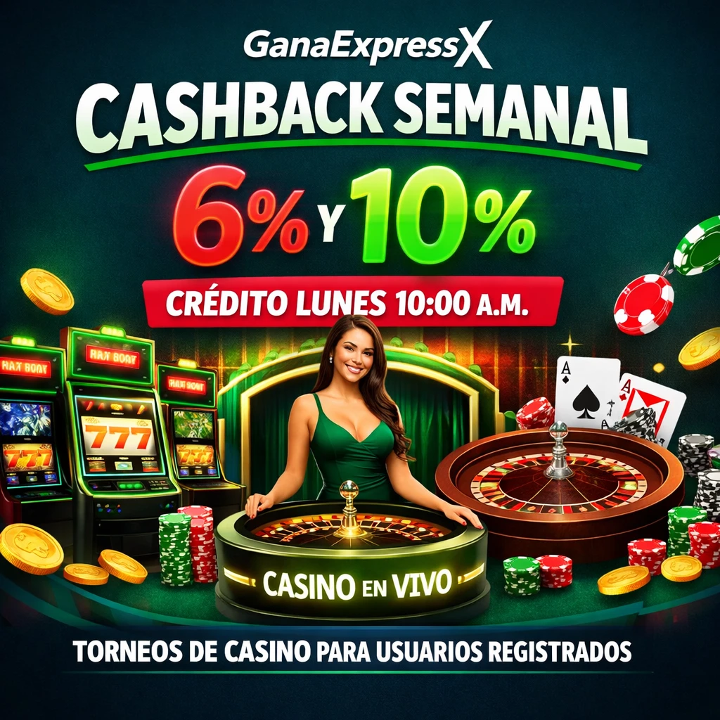 GanaExpress - cashback semanal y torneos de casino para usuarios registrados en Perú