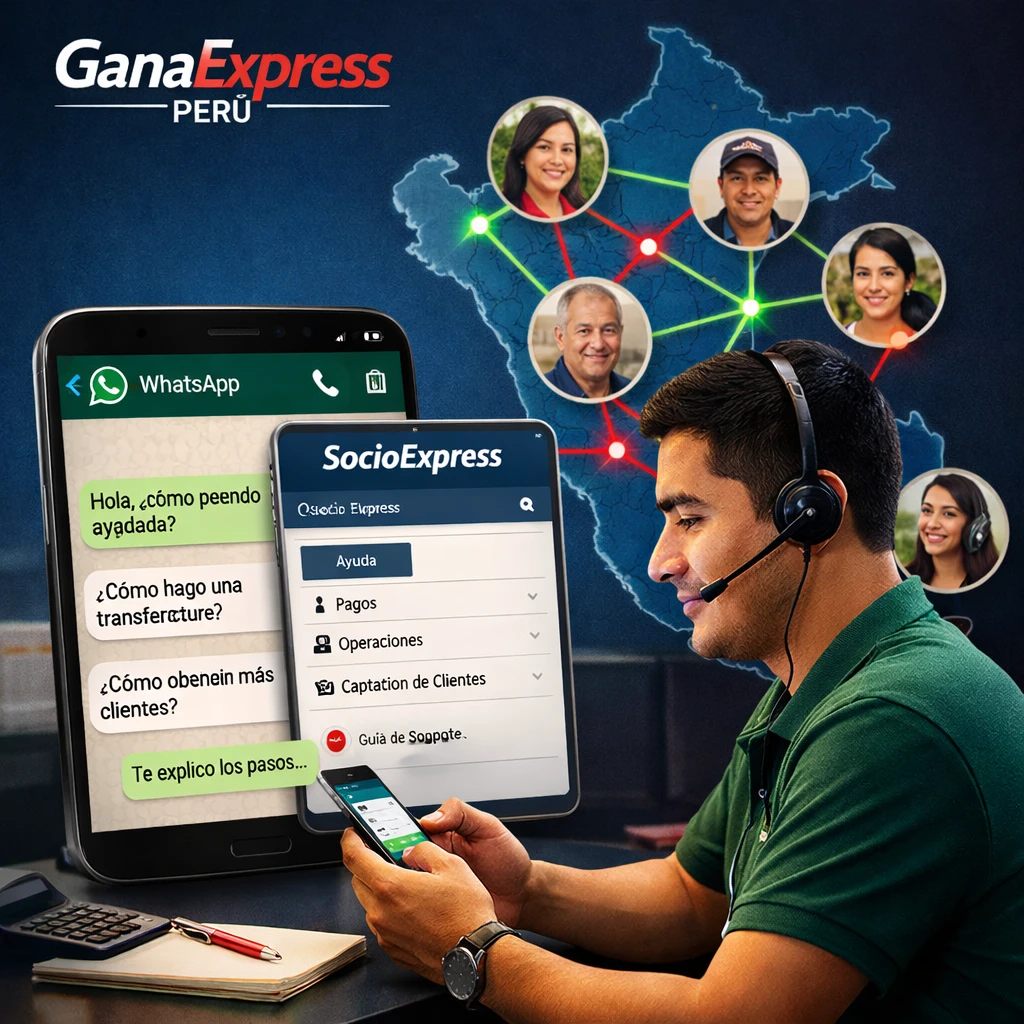 GanaExpress - red de agentes y soporte SocioExpress por WhatsApp en Perú