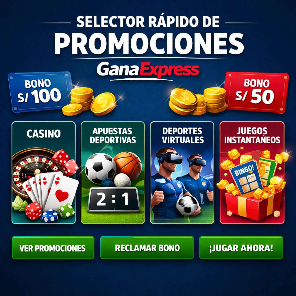 GanaExpress selector de promociones con casino, apuestas deportivas y juegos instantáneos